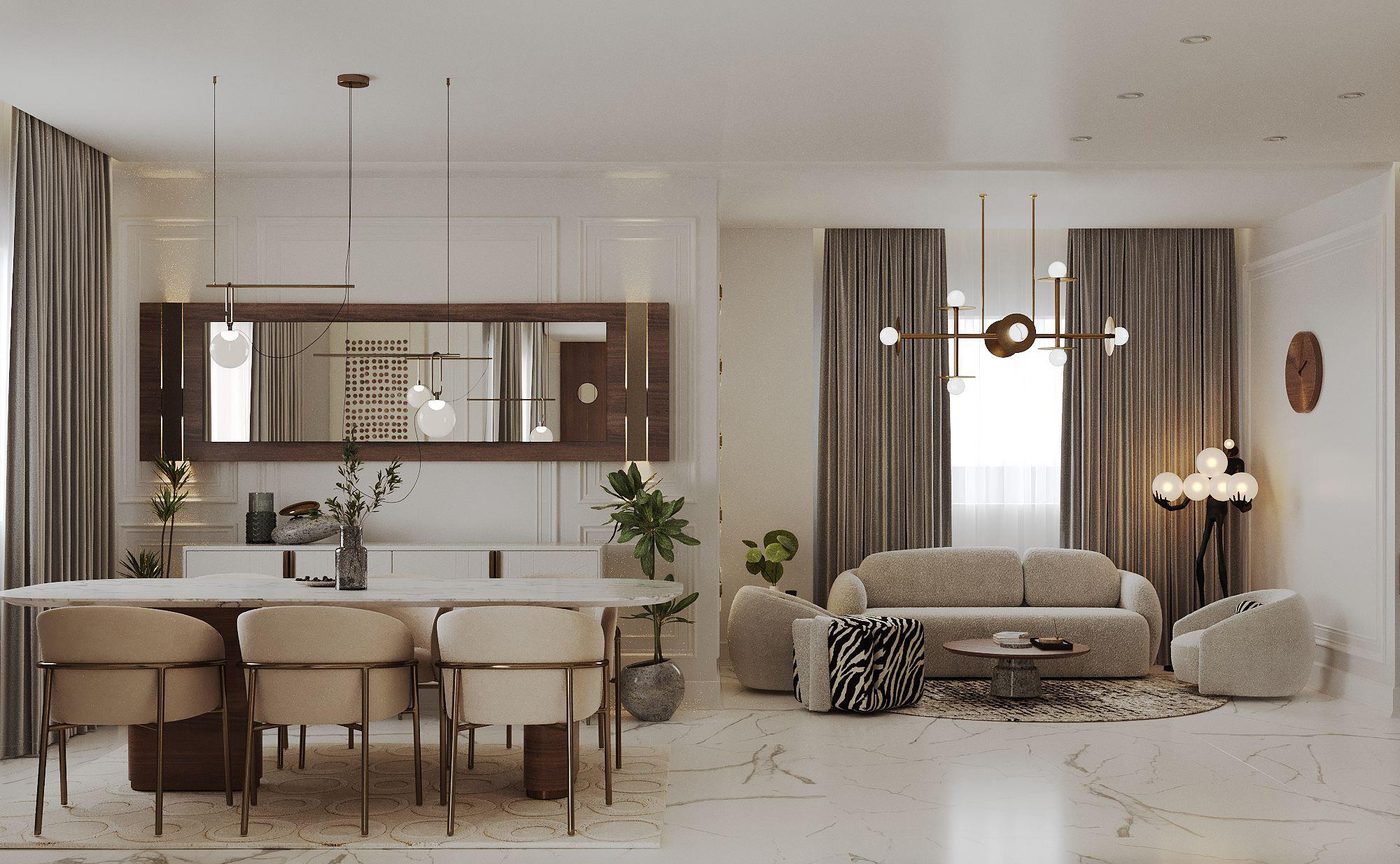 Festival Living: Dining and the sitting area as one long room