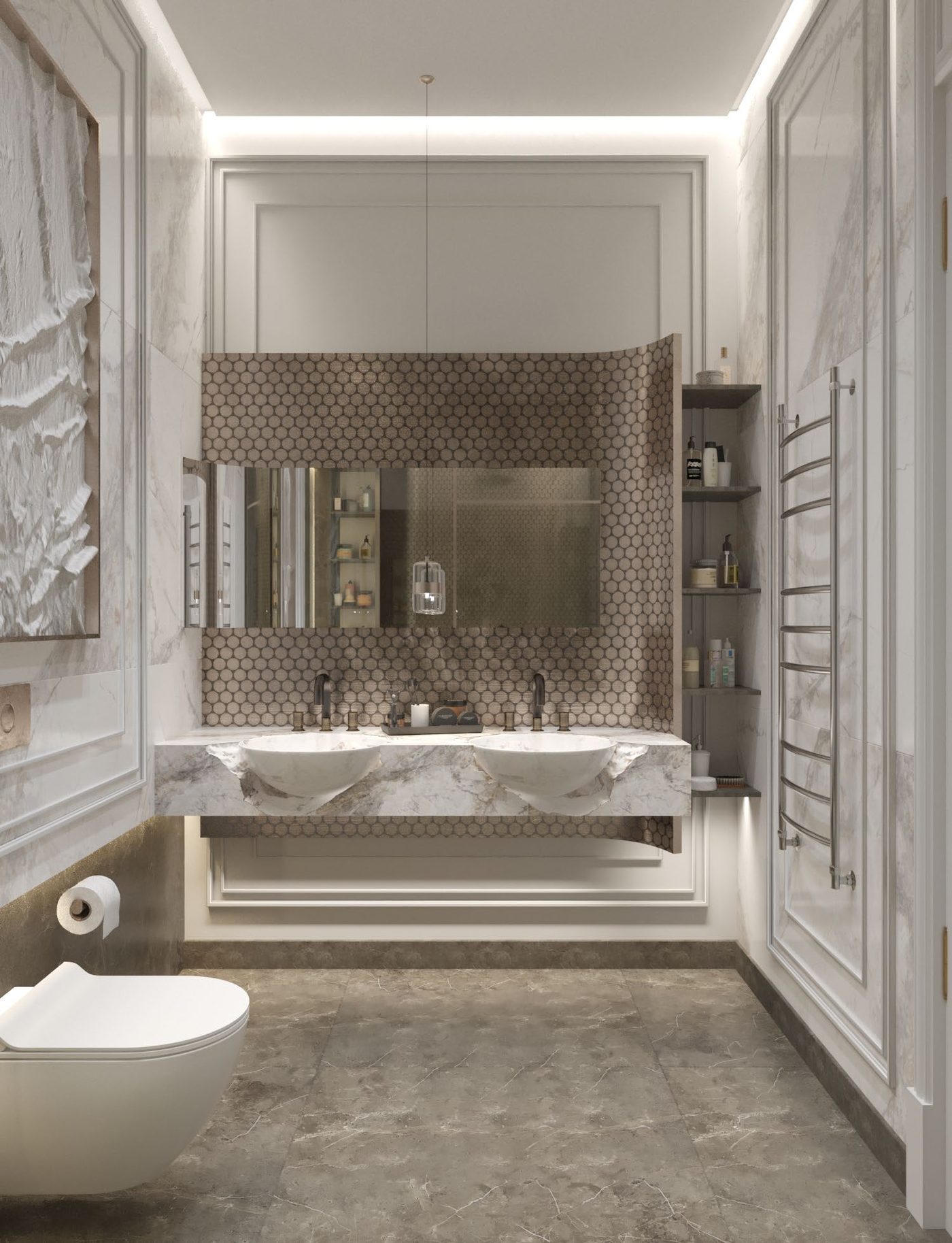Katameya Heights: Twin basins in the master bathroom