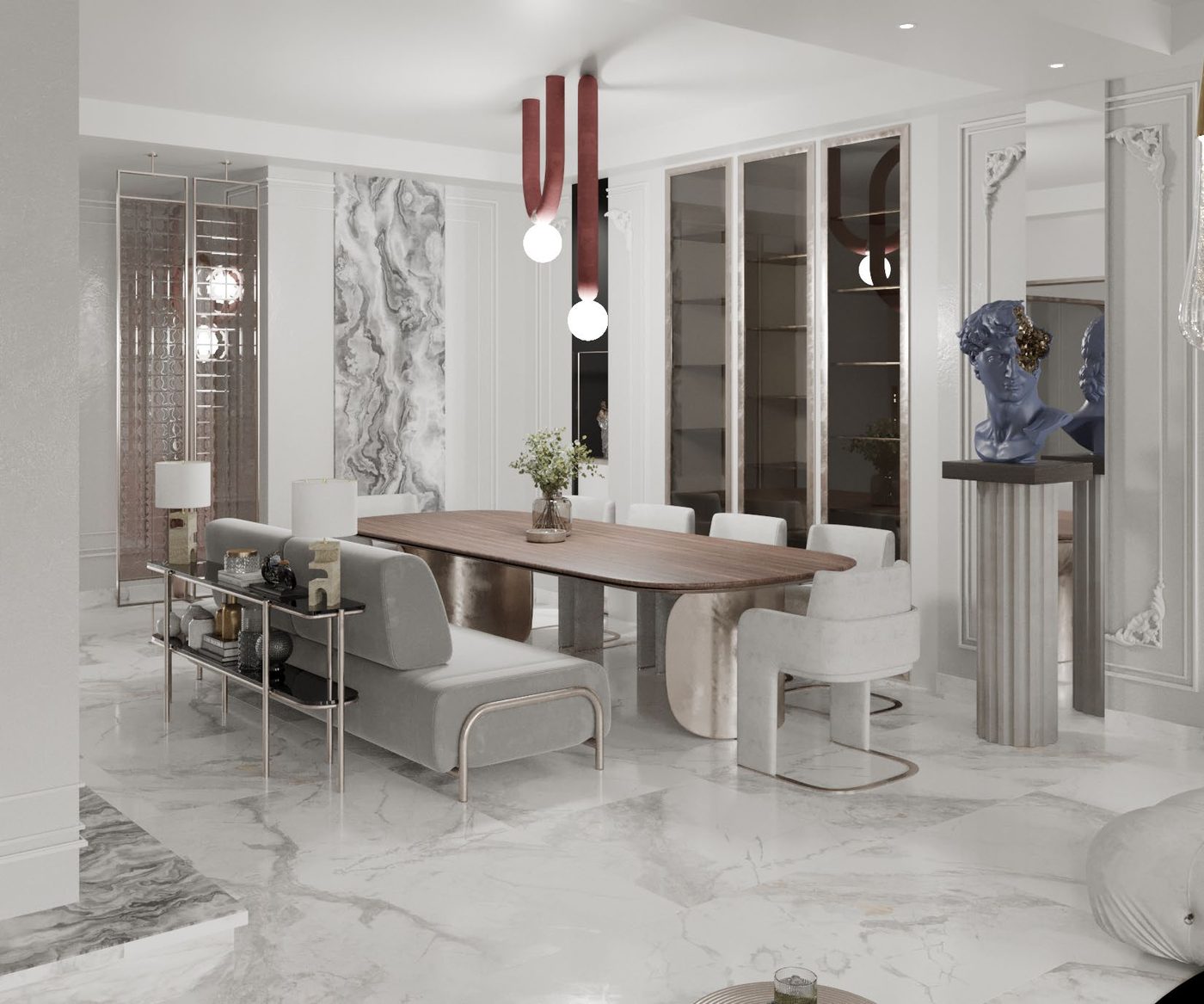 Katameya Heights: Dining beside the display cabinets