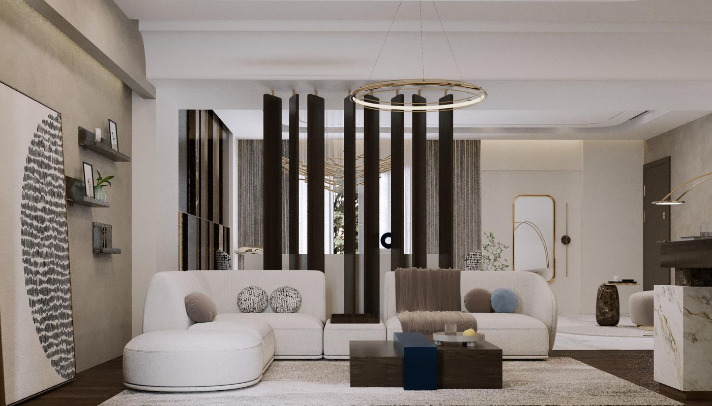 Mountain View: Lounge, with slatted screens dividing the reception
