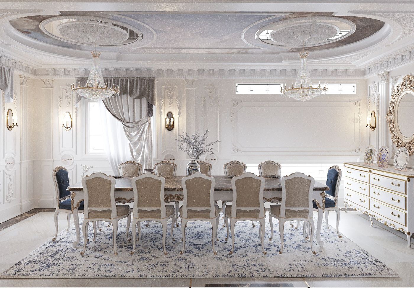 CFC: Dining room, set for fourteen
